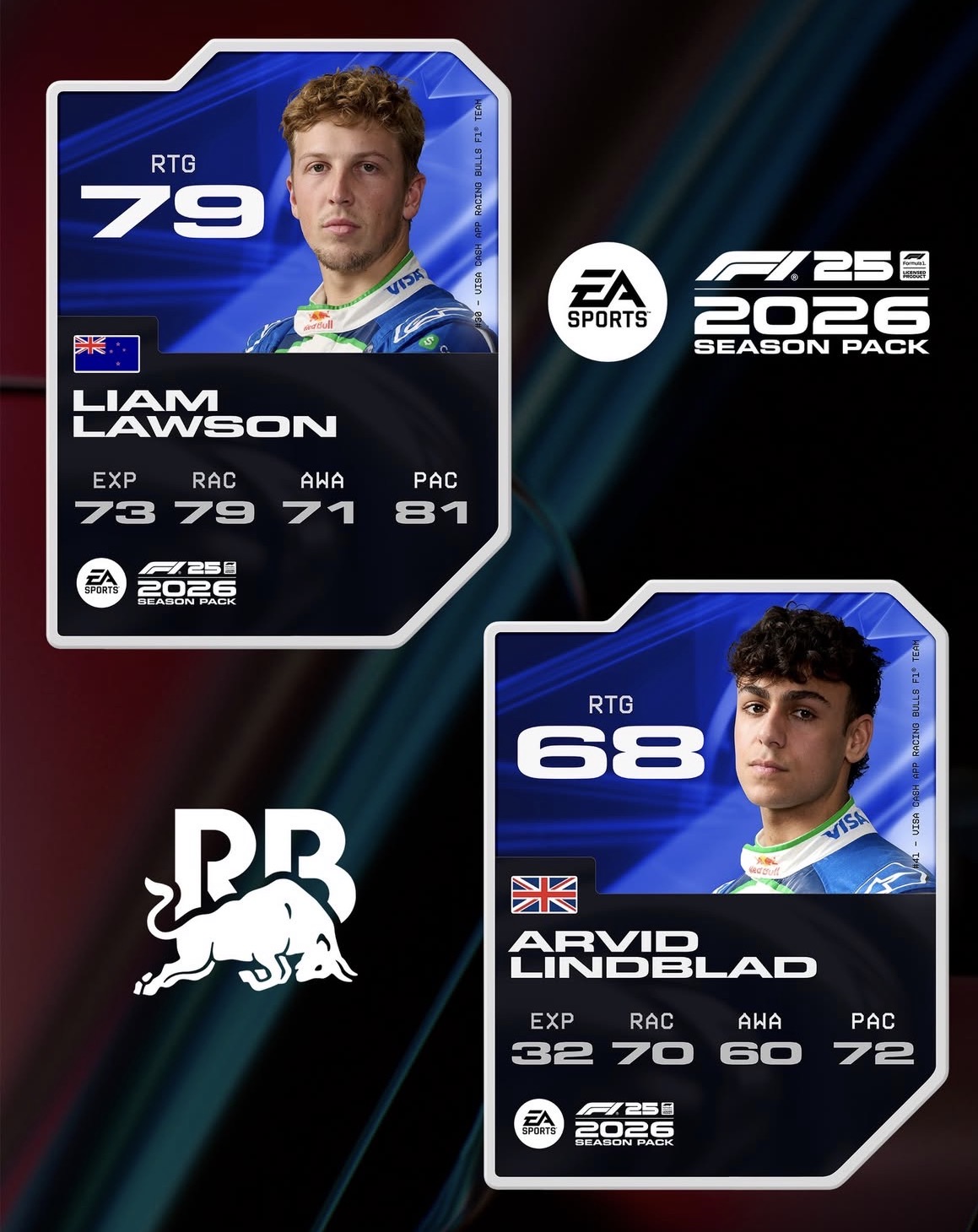 F1 25 2026 Racing Bulls pilot kartları: Liam Lawson ve Arvid Lindblad