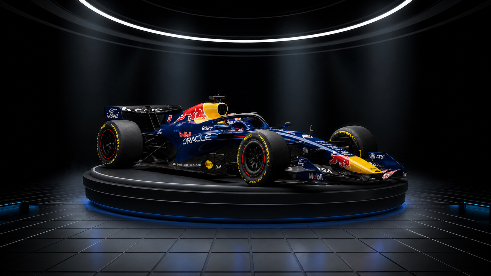 Antalya F1 sim racing deneyimi için podyumdaki Red Bull yarış aracı
