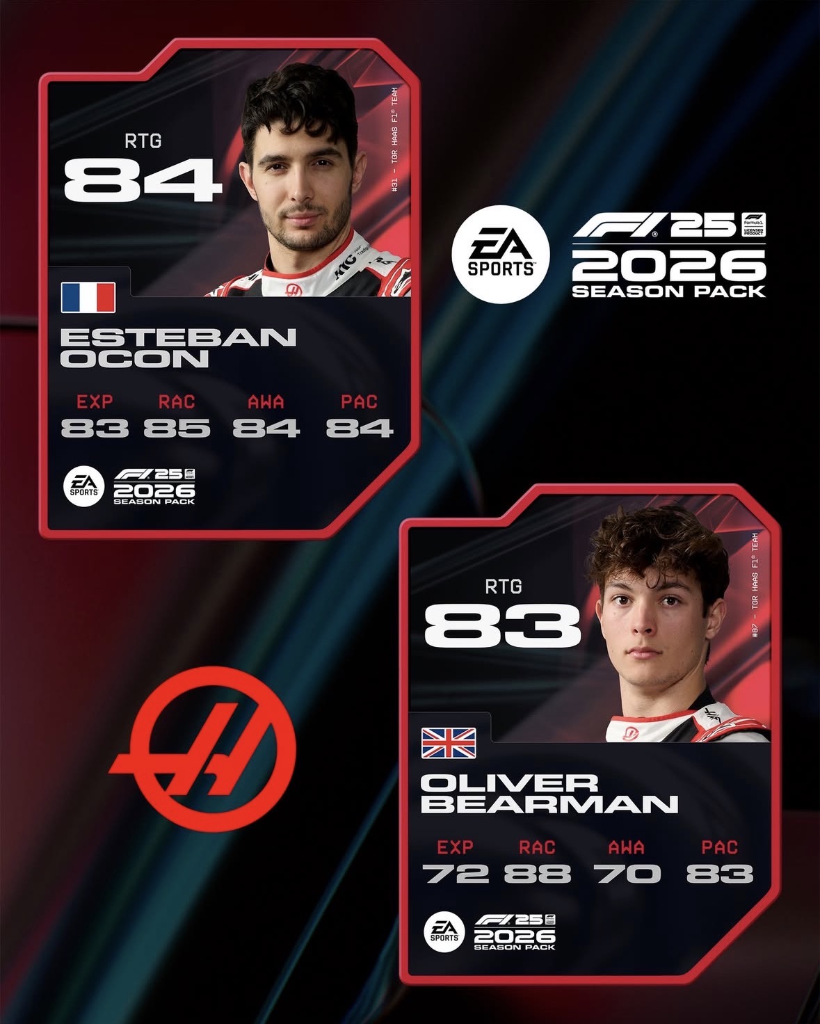 F1 25 2026 Haas pilot kartları: Esteban Ocon ve Oliver Bearman