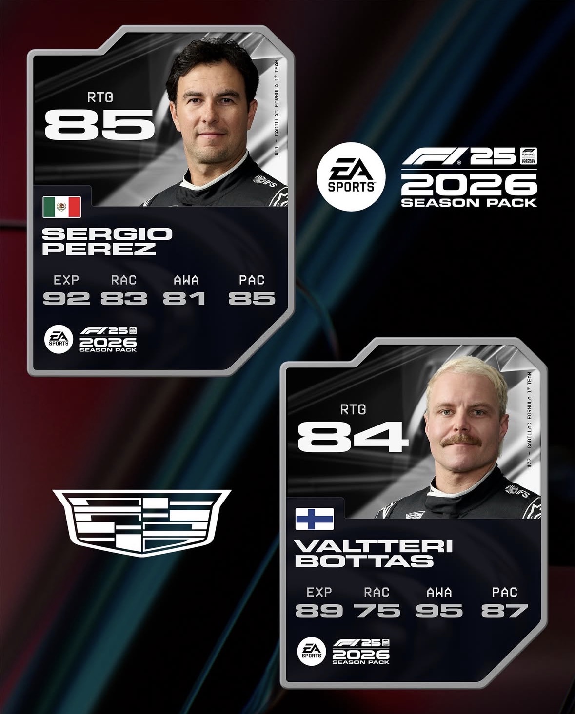 F1 25 2026 Cadillac pilot kartları: Sergio Pérez ve Valtteri Bottas