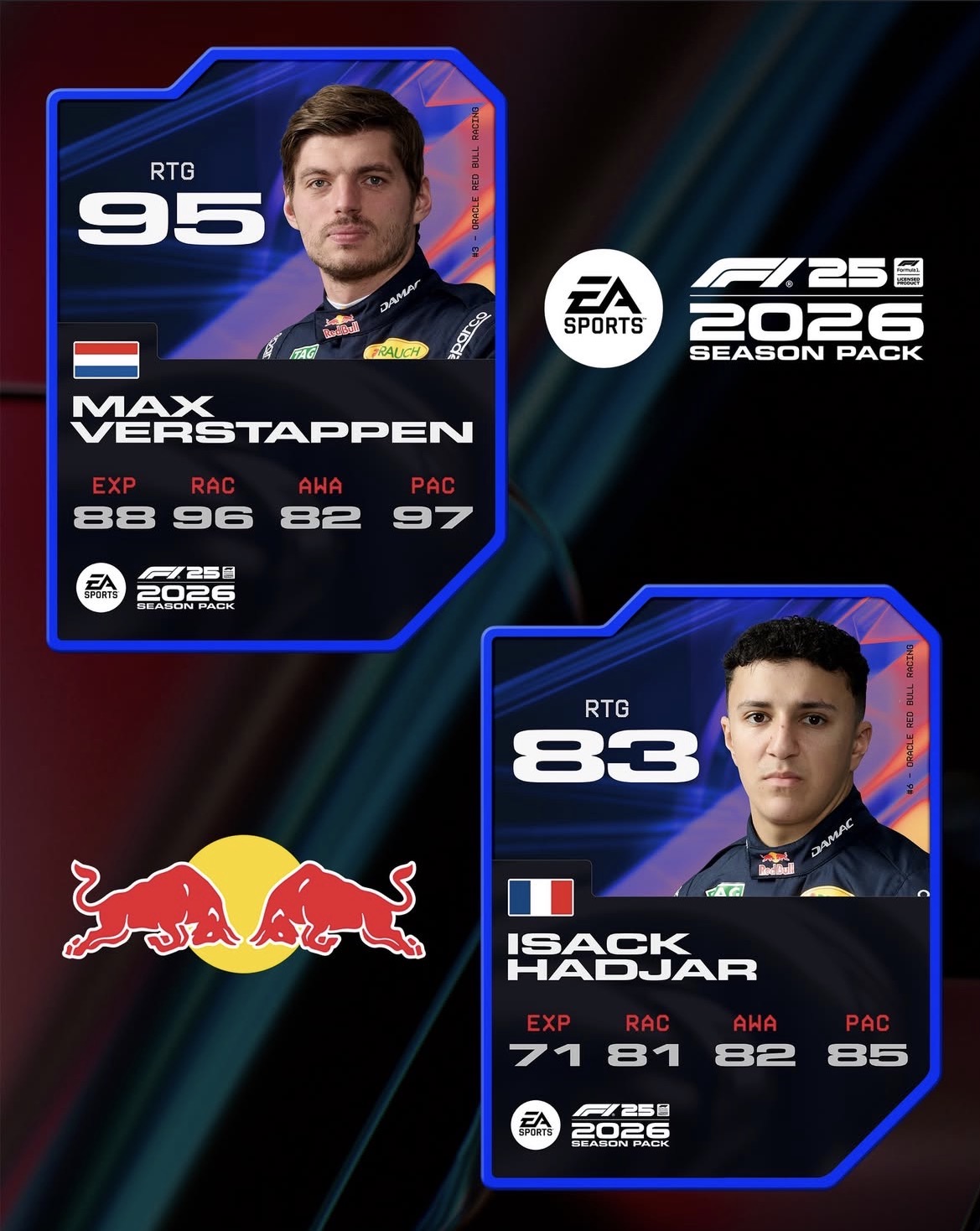 F1 25 2026 Red Bull Racing pilot kartları: Max Verstappen ve Isack Hadjar