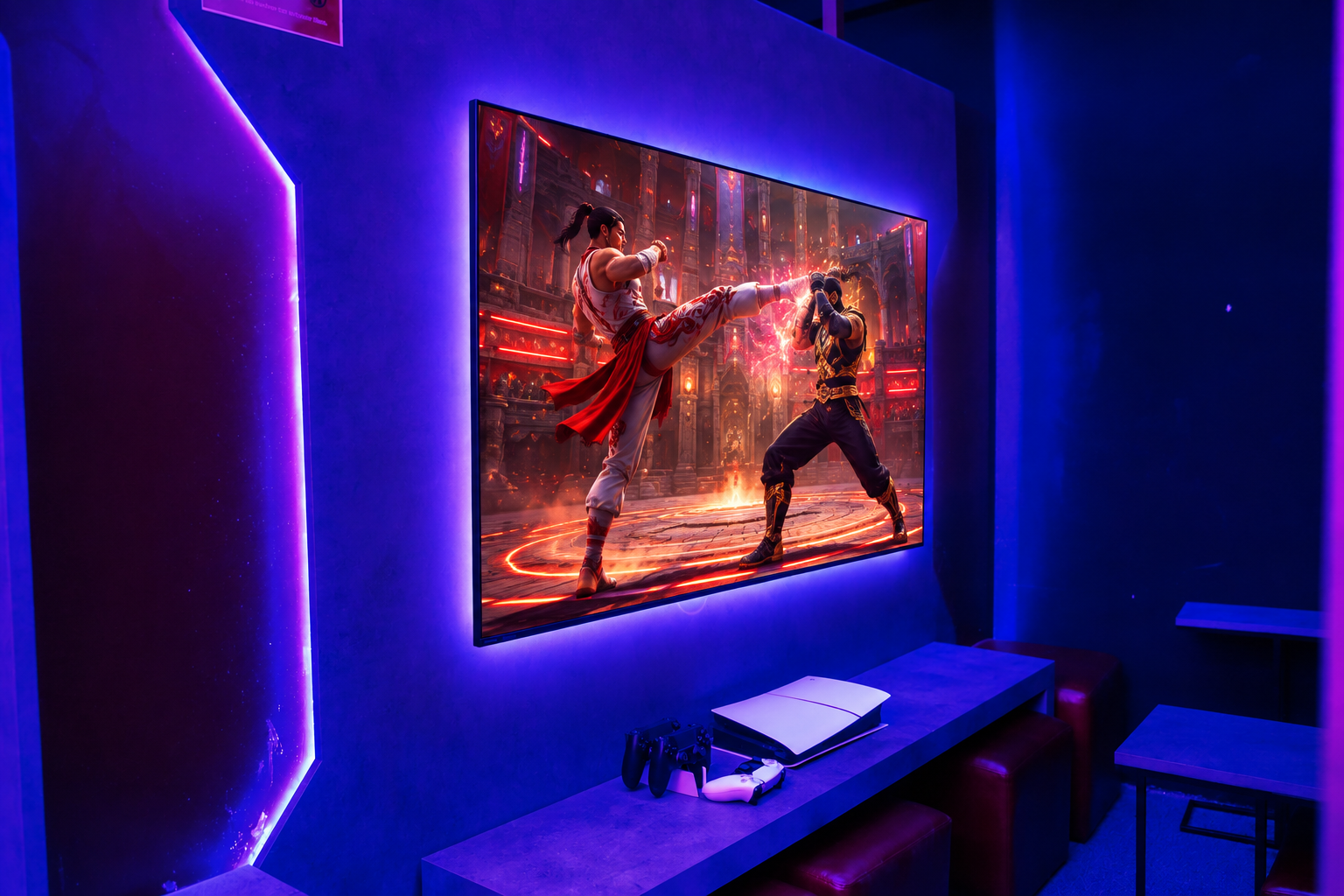 Antalya PlayStation cafe büyük ekranlı PS5 VIP oyun odası